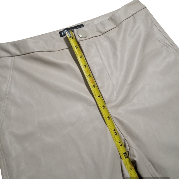 Zàra High Rise Tan Zip Ankle Faux Leather Skinny Pants Size XL - Picture 4 of 8
